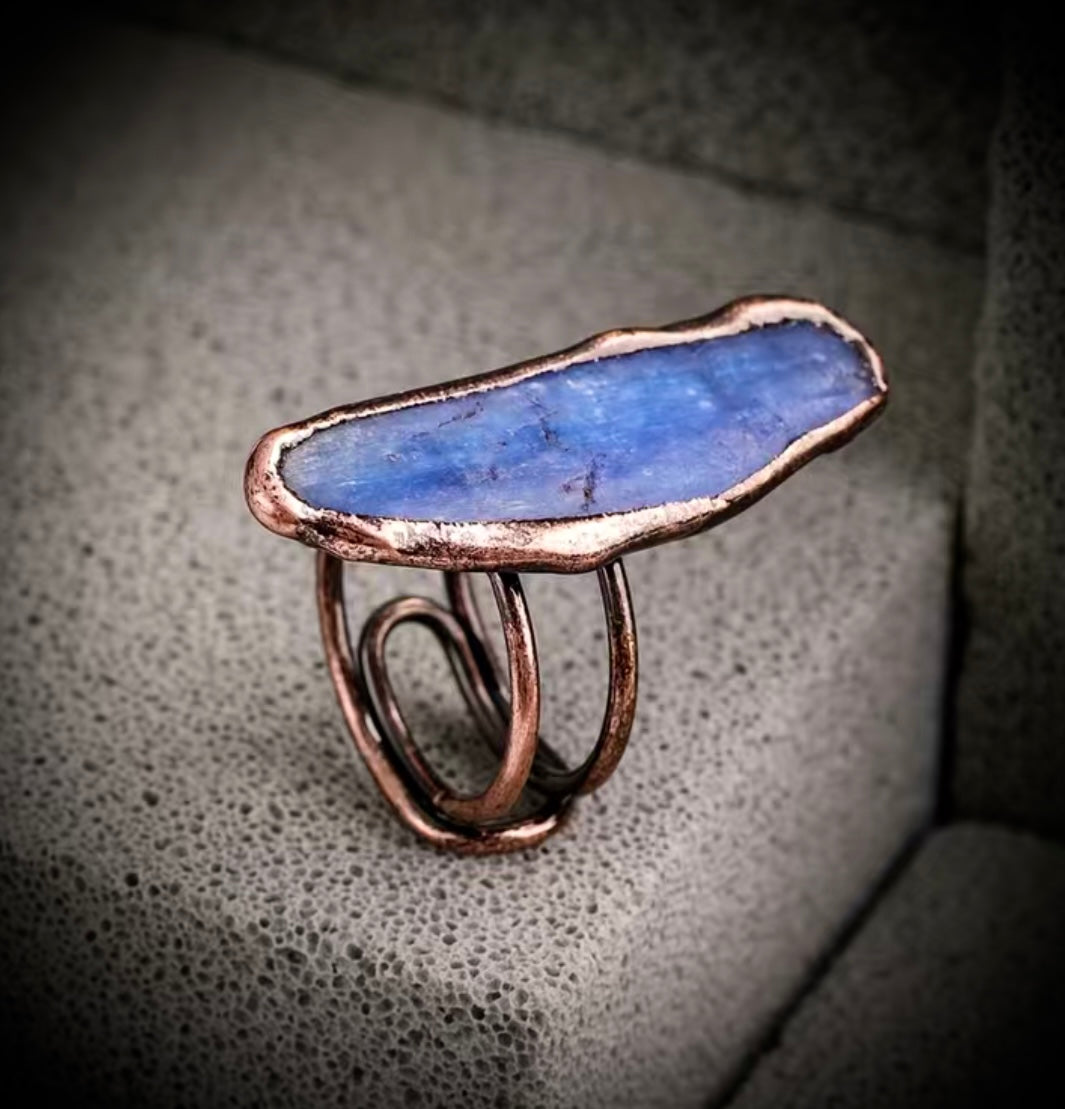 Blue flat Stone Ring