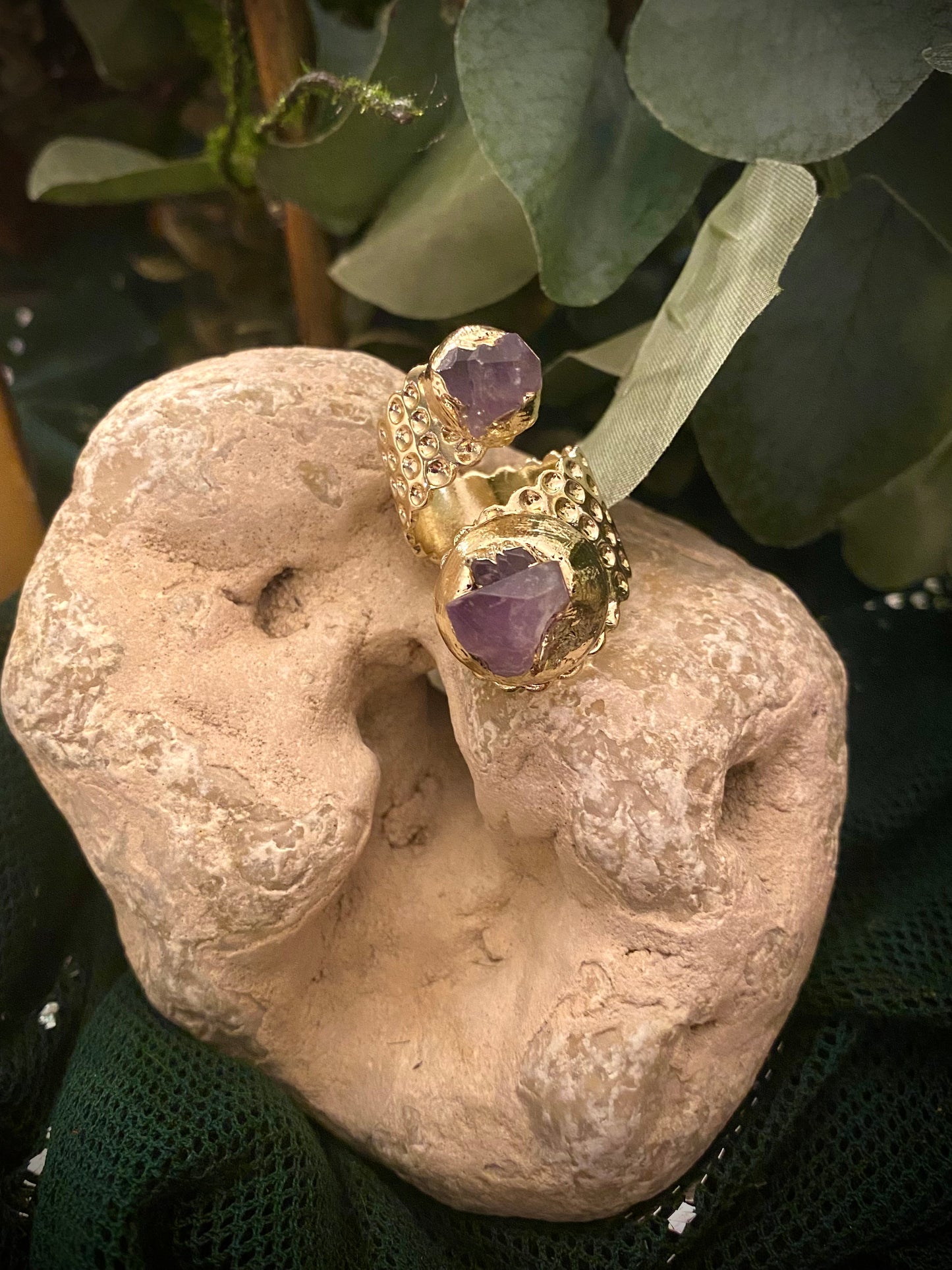Purple Crystal Cuff Ring