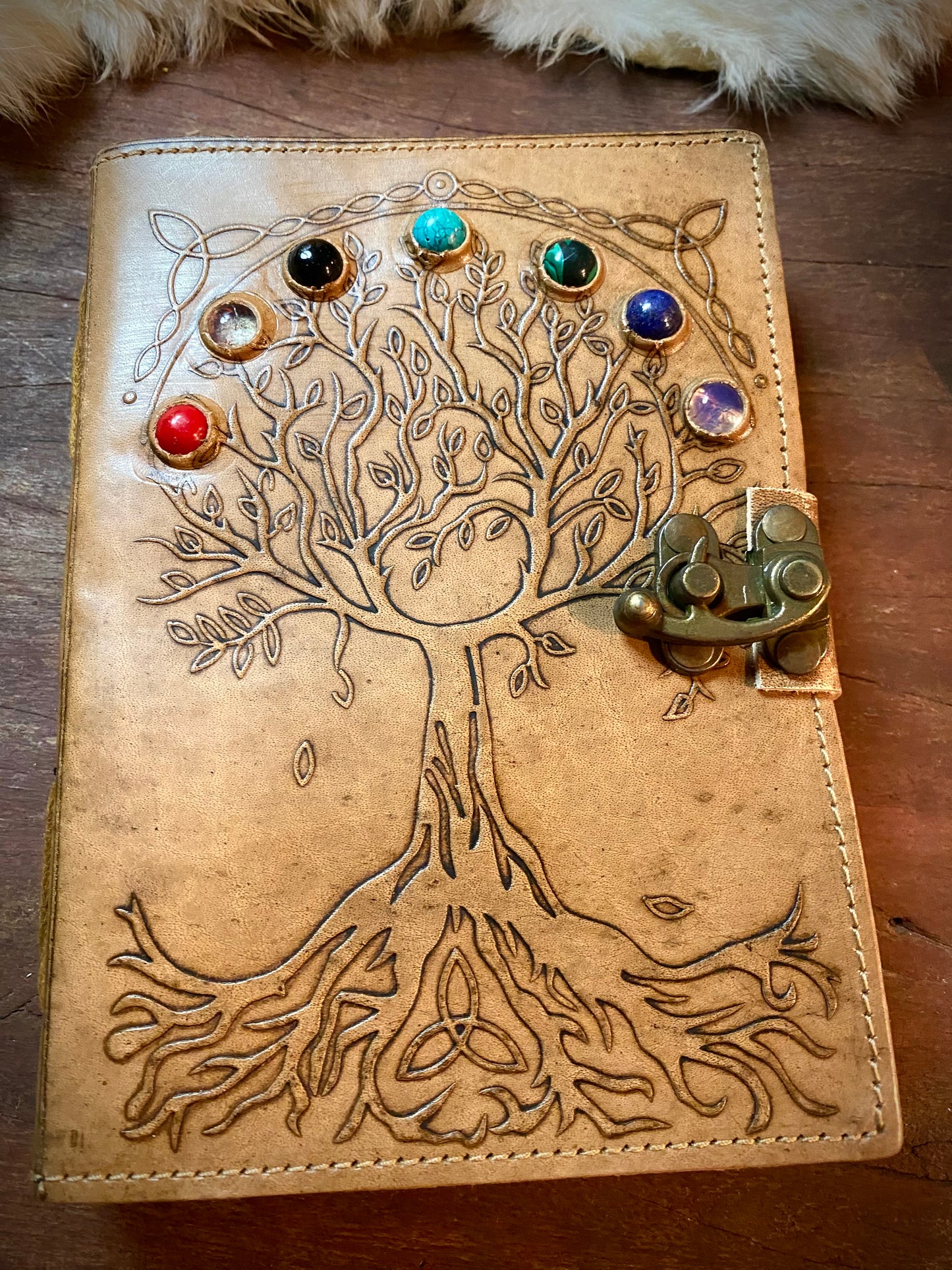 Leather Journal Gemstone Tree Of Life