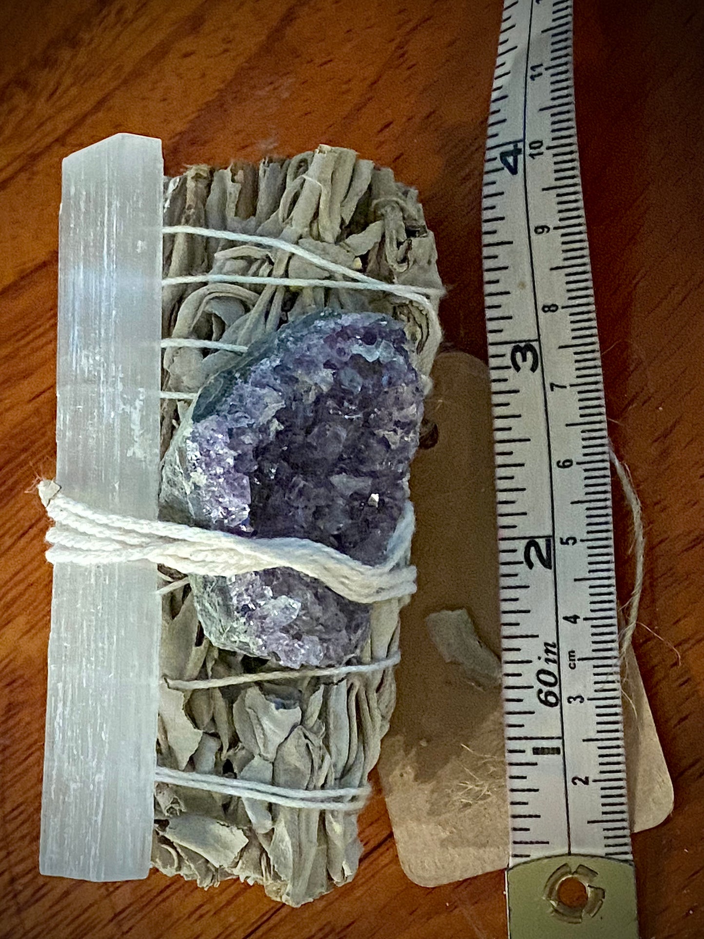 Amethyst Crystal, Selenite Wand, Sage