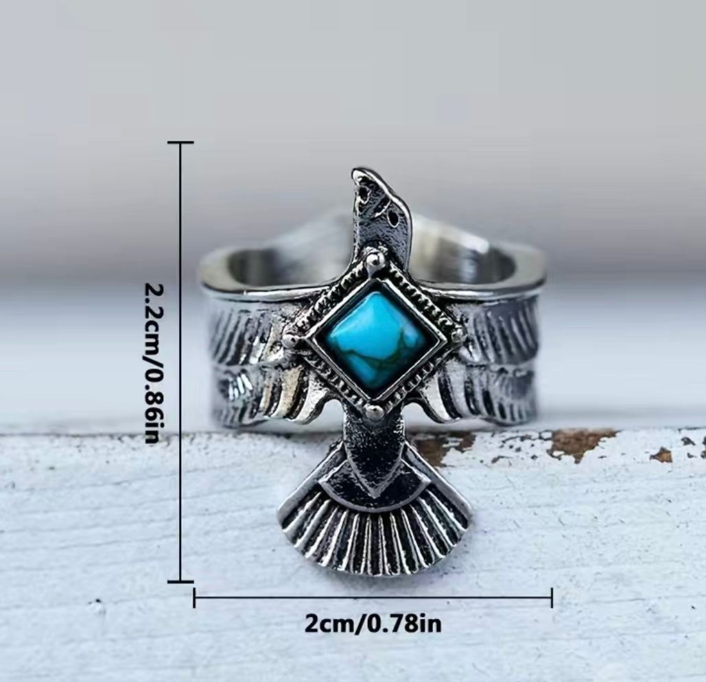 Gemstone Inlaid Bird Ring